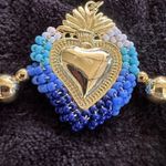 Mexican Milagro Sacred Heart Beaded Bracelet – Handmade Gold Photo 4
