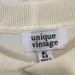 Unique Vintage  Size Medium Cream Sweater Peter Pan Collar Sequined Peacock Retro Photo 2