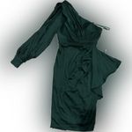 Mac Duggal NWOT IEENA SATIN ONE SLEEVED COCKTAIL DRESS Emerald Green Size 0 Photo 5