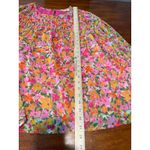 Terra & Sky Terra Sky Floral Print Smocked Neck Long Sleeve Blouse Women's 1X Pink Orange Photo 7