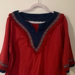 Victoria Jones  Woman Red and Navy Embroidered Blouse Photo 1
