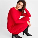 A New Day NWT Ribbed Long Sleeve Red Maxi Dress M Photo 2