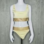 Pretty Little Thing Nwt Cream Diamante Scoop Neck Bikini Top & bottom top 14 bottoms 10 rhinestone s Photo 9