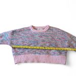 Jessica Simpson XS Cropped Sweater Chunky Knit Pastel Pink Multicolor Rainbow Photo 5