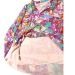 Floral Printed Top Women’s Medium Belle by Kim Gravel (QVC) Smocked Sleeve Pink Photo 4