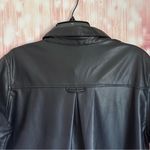 Gold Hawk Black Faux Leather Snap Front Shirt Size M Photo 11