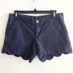 Lilly Pulitzer Shorts 5" Buttercup Scallop Hem Navy Blue Textured Short Sz 2 GUC Photo 4