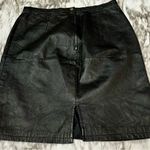 Vintage Leather Skirt 80s Goth Grunge Festival Knee Length Skirt Clubbing Black Size 12 Photo 5