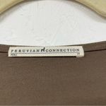 Peruvian Connection  Brown Long Sleeve Blouse Women’s M Tie Waist Lagenlook Top Photo 3
