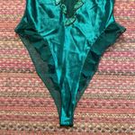 Victoria's Secret 80s VTG GREEN SATIN MESH BODYSUIT ONE PIECE Photo 2