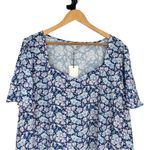 Skies Are Blue Navy Lavender Sweetheart Neckline Blouse size 2X Short Sleeve NWT Photo 3