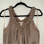 Gold Hawk 100% Silk Elegant Creamy Light Brown Sleeveless Pom Photo 11