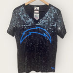 PINK - Victoria's Secret Victoria’s Secret Pink XS Small Los Angeles LA Chargers Sequin Short Sleeve Top Photo 0