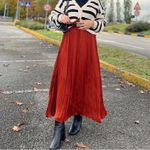 ZARA ZW Collection Satin Effect Pleated Midi Skirt Photo 4