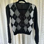 Brandy Melville 100% Cotton Argyle Button Up Elizabeth Geometric Sweater S Photo 1