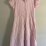 Draper James  Pink White Striped Midi Dress Linen Blend Summer Preppy Pastel XL Photo 1