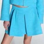 ZARA  Pleated Tweed Weave Textured Mini Skirt Skort Shorts Blue S NEW Photo 10
