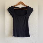 Reformation Bardot Ribbed Knit Top in Black Size XS Photo 2