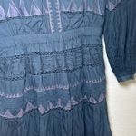 Anthropologie Skye Embroidered Mini Dress Navy Tiered V Neck Size S boho girly Photo 4