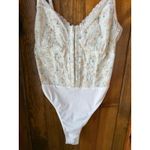 Effordram Floral Lace Corset Bodysuit Ivory Peach Green Boho Lingerie Size M (6) White Photo 2