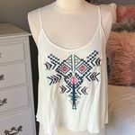 Rue 21 Embroidered top flowy tank L  off white Gauzy Cream Photo 3