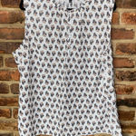 Talbots White Silver Metallic Floral Sleeveless Blouse Women's Size 2X Photo 0