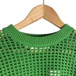 Equipment Esme Cotton Open Crochet Knit Bright Green Sweater Size XXS Photo 4