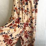 Xhilaration ⭐️2/$10 Cream Floral Print Wide Split Leg Floral Jumpsuit Romper MD Photo 4