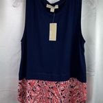 Michael Kors Blue & Sangria paisley Top Medium 🆕 Photo 1