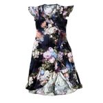 Kate & Mallory  Size Large Asymmetrical Flutter Floral Stretch Midi Dress Photo 1