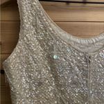 Vintage Fully Beaded Sequin Size Medium Lined Wool Cropped Tank Top Silver Photo 9
