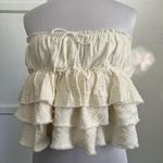 FOR LOVE & LEMONS Cream Tiered Ruffle Gauze Muslin Strapless Tube Top Boho Small White Photo 0