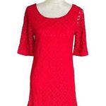 Love Note Love Notes Size M Red Lace Dress Bell Sleeves Oversized Zipper Classic Demure Photo 0
