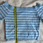 SheIn Light Blue & White Off the Shoulder Sweater Size Medium Photo 5