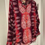 Lucky Brand Pink Purple Henley Popover Paisley Flowy Boho Peasant Top Size S Photo 3