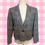 Pendleton Petite 100% Wool Cropped Gingham and Pink Blazer Size 10P Photo 1