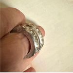 Carnegie vintage silver tone rhinestone clip on hoops Photo 7