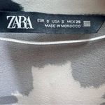 ZARA  SATIN EFFECT SHIRT BLACK WHITE ANIMAL PRINT SIZE S Photo 10