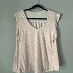 Caution to the Wind  Pink top with white stars Ruffle sleeves size large Photo 0