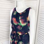 ASTR the Label Abstract Print Sheer Wide Leg Jumpsuit Navy Blue Medium Photo 5