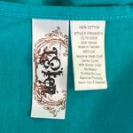 Chic Turquoise Teal Floral Blouse Blue Size M Photo 8