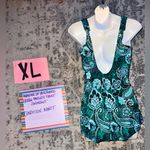 Maxine of Hollywood 1970s Teal Paisley Pinup Vintage Bathing Suit Swimsuit Sz 14 Photo 1