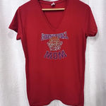 Basketball Mom Women's Shirt Medium Red Bling Rhinestone Cap Sleeve‎ Sports READ Photo 0