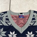 NFL V-Neck New England fair isle sweater Sweater Blue and Gray size small Photo 10