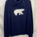 Talbots women's navy polar bear cowl neck button soft lambswool sweater small Photo 0