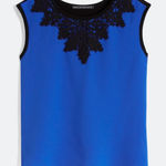 Brixon Ivy  XL Willard Lace Overlay Cobalt Blue Sleeveless Blouse Top Photo 0