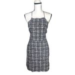 Urban Outfitters  Plaid Flower Strappy Gingham Mini Dress Black White Medium Photo 2