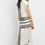 Vince  100% Silk Stripe Print Midi Dress Black White Minimalist Popover Chic XS Photo 6