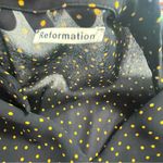 Reformation Women's Sheer Polka Dot Button up Blouse in Black and Gold size XL Photo 9