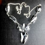 Sterling Silver Old Southwest White Buffalo Turquoise Cabochon Link Necklace 925 Photo 4